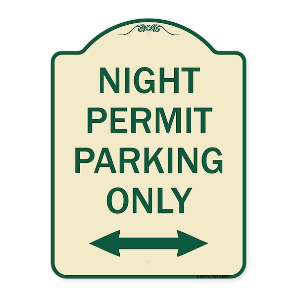 Signmission Night Permit Parking W/ Bi-Directional Arrow Heavy-Gauge Aluminum Sign, 24" x 18", TG-1824-23860 A-DES-TG-1824-23860 - main